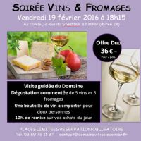 Soirée vins et fromages. Le vendredi 19 février 2016 à COLMAR. Haut-Rhin.  18H15